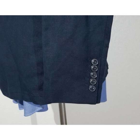 John Varvatos Italy Glossy Navy Blue Double Breasted Officer Blazer jacket 54 44 - Picture 7 of 9